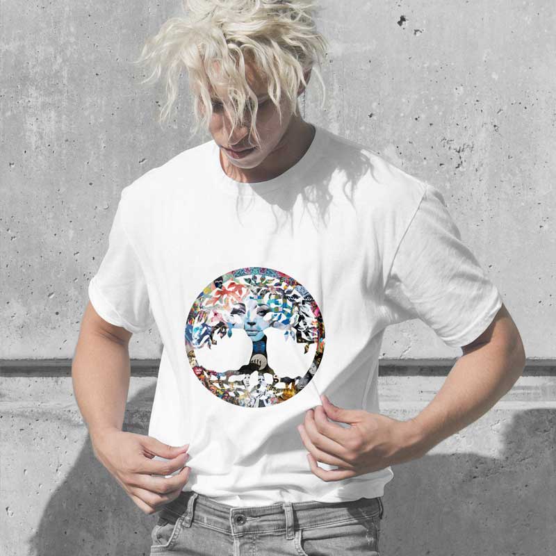 – Symbol Lebensbaums T-Shirt, des mit Graffitis Scherrieble Design dem mit weiß,